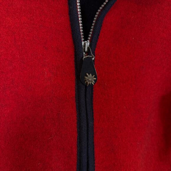 VTG Giesswein Childrens 10 Wool Jacket Red with Navy Pockets GUC Made in Austria - Picture 2 of 7